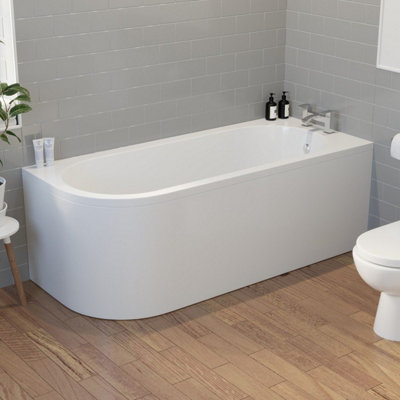 Aurora Modern Bathroom 1700 J Shape Right Hand Bath Front Panel Corner Bathtub Acrylic