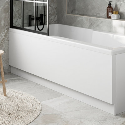 Aurora Modern Bathroom 1700mm White Gloss Finish Acrylic Front Side Bath Panel Easy Cut