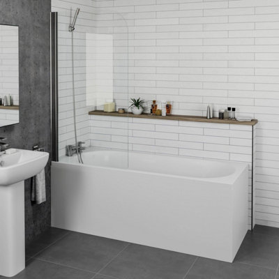 Aurora Modern Bathroom 1800mm Single Ended Straight Round Bath Acrylic White Bathtub