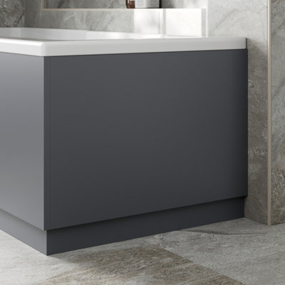 Aurora Modern Bathroom 750mm End Bath Panel 18mm MDF Grey Gloss Wooden Plinth Easy Cut