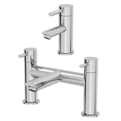 Aurora Modern Bathroom Basin Mono Mixer Tap Bath Filler Mixer Set Chrome Lever Modern