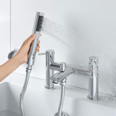 Aurora Modern Bathroom Bath Shower Mixer Tap Brass Handset & Hose Deck Mounted Chrome