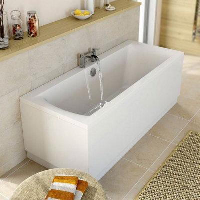 Aurora Modern Bathroom Double Ended 1700 x 700mm Square Bath Side Panel Acrylic White