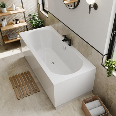 Aurora Modern Bathroom Double Ended 1800 x 800mm Curved Bath Side End Panel White
