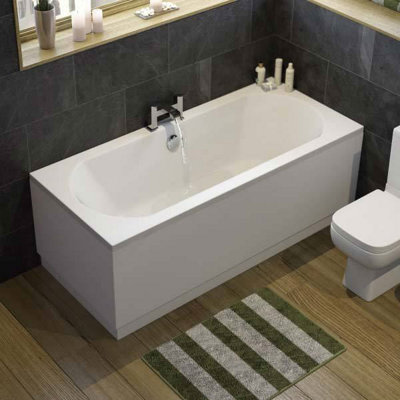 Aurora Modern Bathroom Double Ended 1800 x 800mm Curved Bath Side End Panel White