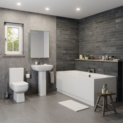 Aurora Modern Bathroom Double Ended 1800 x 800mm Curved Bath Side End Panel White