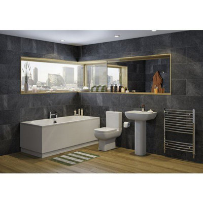 Aurora Modern Bathroom Double Ended 1800 x 800mm Curved Bath Side End Panel White