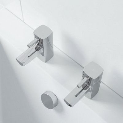 Buy Aurora Modern Bathroom Hot & Cold Bath Taps Chrome Twin Pair Brass ...