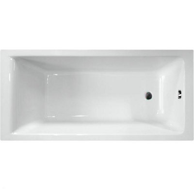 Aurora Modern Bathroom Single Ended 1700 x 750mm Straight Bath Square Acrylic White