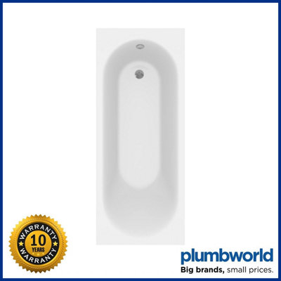 Aurora Modern Bathroom Single Ended 1700mm Straight Bath Round Acrylic White Bathtub