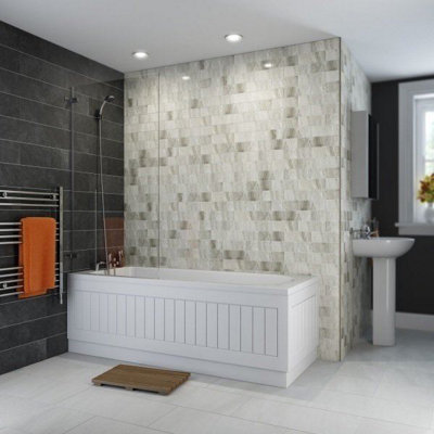 Aurora Modern Bathroom Single Ended 1700mm Straight Bath Round Acrylic White Bathtub