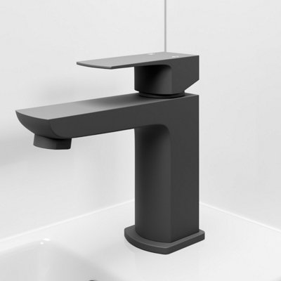 Aurora Modern Cloakroom Mini Mono Basin Sink Mixer Tap Brass Single Lever Round Black