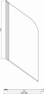 Aurora Modern Curved Single Ended 1700 Straight Bath Acrylic 4mm Toughened Glass Screen