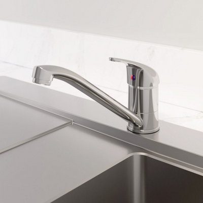 Aurora Modern Monbloc Kitchen Sink Mixer Tap Single Lever Swivel Spout Chrome Faucet