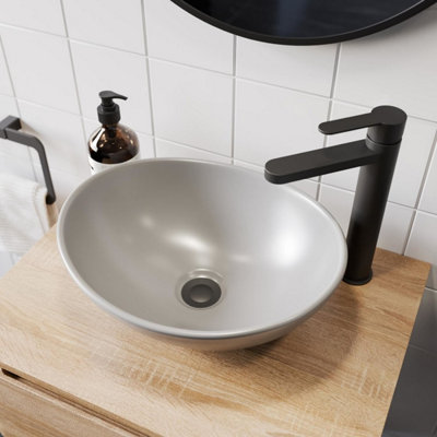Aurora Oval Countertop Basin Matt Grey - 408 x 330mm