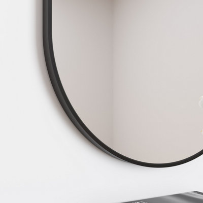 Aurora Plain Bathroom Mirror Oval Modern Black Framed Modern Wall Mounted 500x800mm