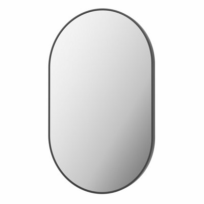 Aurora Plain Bathroom Mirror Oval Modern Black Framed Modern Wall Mounted 500x800mm