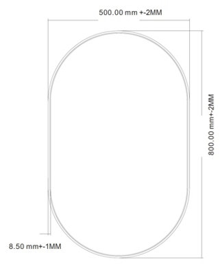 Aurora Plain Bathroom Mirror Oval Modern Black Framed Modern Wall Mounted 500x800mm