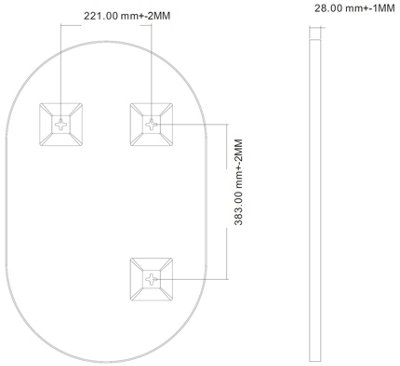 Aurora Plain Bathroom Mirror Oval Modern Black Framed Modern Wall Mounted 500x800mm
