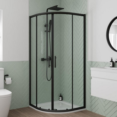 Aurora Quadrant Shower Enclosure 900mm - 6mm Black