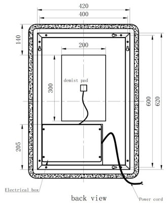 Aurora Rectangle LED Bathroom Mirror Backlit Touch Demister Pad Mains Powered 500x700mm
