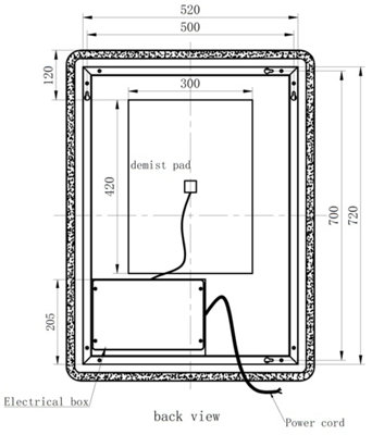 Aurora Rectangle LED Bathroom Mirror Backlit Touch Demister Pad Mains Powered 600x800mm