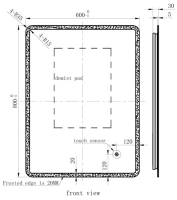 Aurora Rectangle LED Bathroom Mirror Backlit Touch Demister Pad Mains Powered 600x800mm