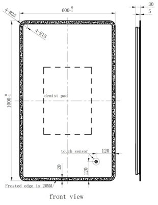 Aurora Rectangle LED Bathroom Mirror Large Backlit Touch Demister Pad Mains 600x1000mm