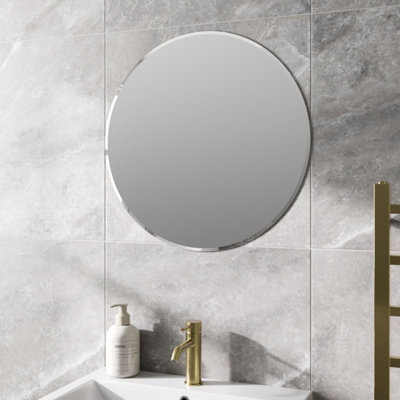 Aurora Round Bevelled Edge Bathroom Mirror 600x600mm Wall Mounted Glass Modern Large