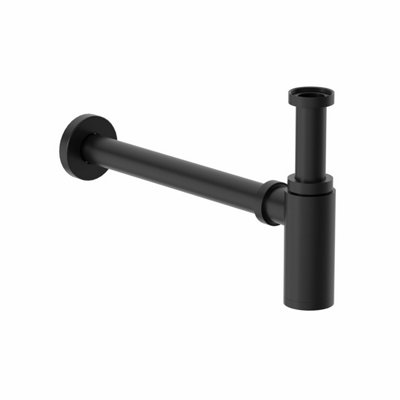 Aurora Round Bottle Trap Waste for Wash Basin Sink Bathroom Black 1 1/4" Modern