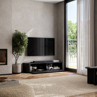 Aurora Rounded Corner Fluted TV Unit 140cm Glamour Style with Floor ...