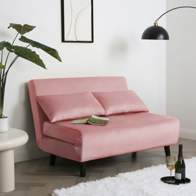 Aurora Small Double Sofa Bed in Pink Velvet 2 Seater