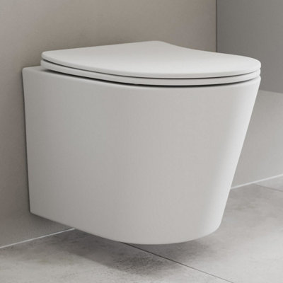 Aurora Soft Close Toilet Seat D-Shape White Bathroom Slim Top Fix Hinges Modern