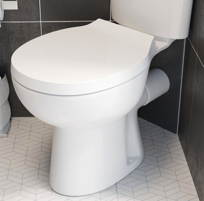 Aurora Soft Close Toilet WC Seat D Shape Bottom Fix White Bathroom Modern Polypropylene