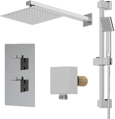 Aurora Thermostatic Concealed Square Shower Wall Mounted And Adjustable Shower Heads