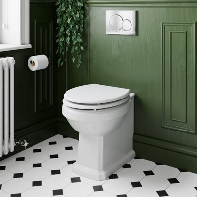 Aurora Traditional Back to Wall BTW Toilet Soft Close Seat White Gloss Bathroom