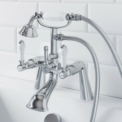 Aurora Traditional Bathroom Bath Shower Head Mixer Tap Lever Handle Polished Chrome