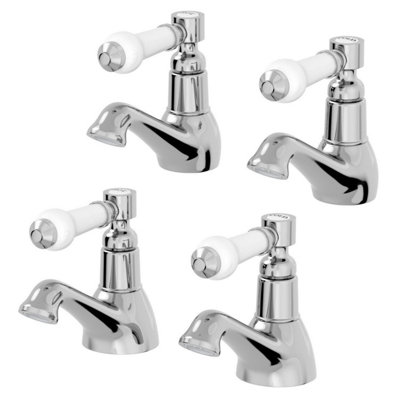 Aurora Traditional Bathroom Lever Hot Cold Twin Basin Sink Taps Bath Taps Set Ceramic