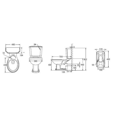 Aurora Traditional Close Coupled Toilet WC Soft Close Seat White Ceramic Bathroom