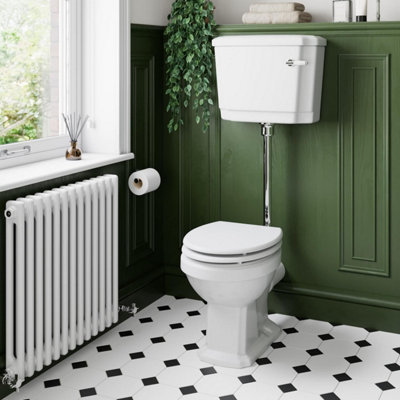 Aurora Traditional Low Level Toilet WC Soft Close Seat White Gloss Bathroom