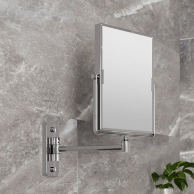 Aurora Wall Mounted 3x Magnifying Bathroom Mirror Shaving Make Up Extending Chrome