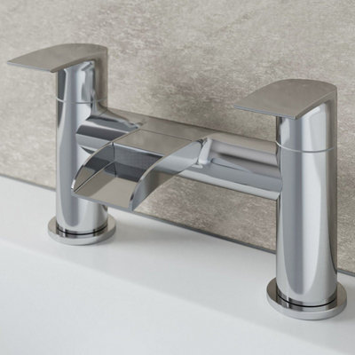 Aurora Waterfall Bathroom Bath Mixer Tap Brass Lever Handle Deck Mounted Chrome Modern