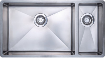 Austen & Co. Como Stainless Steel Extra Large Inset & Undermount 1.5 Bowl Kitchen Sink - Left Hand Main Bowl