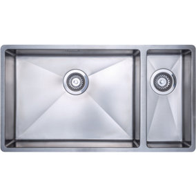 Austen & Co. Como Stainless Steel Extra Large Inset & Undermount 1.5 Bowl Kitchen Sink - Left Hand Main Bowl