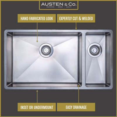 Austen & Co. Como Stainless Steel Extra Large Inset & Undermount 1.5 ...