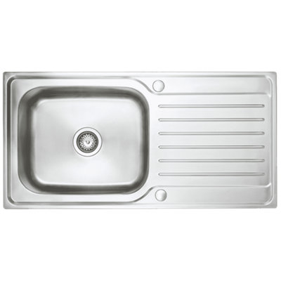 Austen & Co. Florenzo Large Stainless Steel Inset Reversible Single Bowl Kitchen Sink With Drainer, Lifetime Guarantee