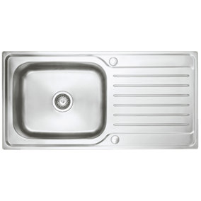Austen & Co. Florenzo Large Stainless Steel Inset Reversible Single Bowl Kitchen Sink With Drainer, Lifetime Guarantee