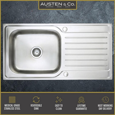 Austen & Co. Florenzo Large Stainless Steel Inset Reversible Single ...