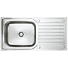 Austen & Co. Florenzo Reversible Large Single Bowl Inset Stainless Steel Kitchen Sink with Drainer - 1000 x 500mm