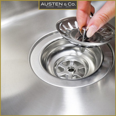 Austen & Co. Florenzo Reversible Large Single Bowl Inset Stainless Steel Kitchen Sink with Drainer - 1000 x 500mm